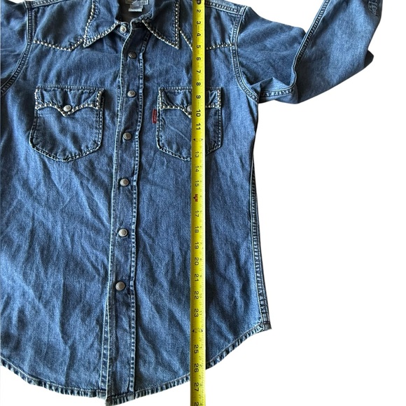 Embellished Western Denim Snap Front Shirt, Women’s Medium - Picture 8 of 10